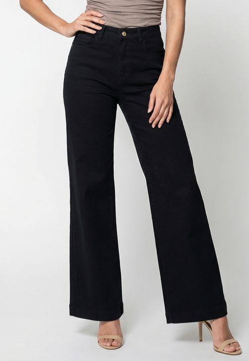 Calça Wide Leg em Sarja Preto