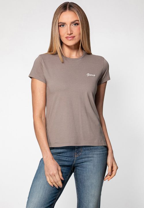 Camiseta GUESS Bordado Cursivo Bege