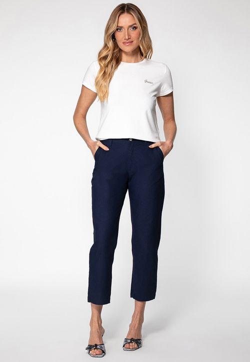 Camiseta GUESS Bordado Cursivo Creme