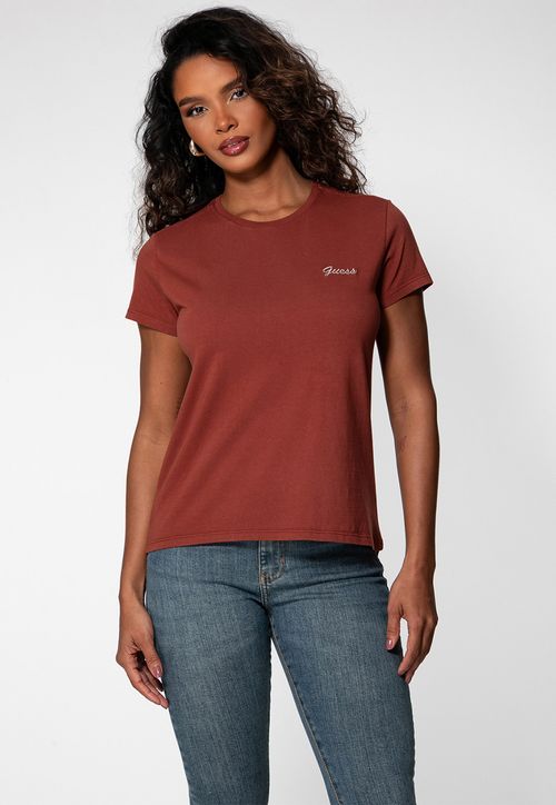 Camiseta GUESS Bordado Cursivo Vinho