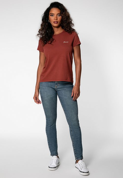 Camiseta GUESS Bordado Cursivo Vinho