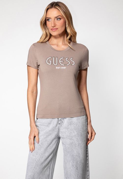 Camiseta Viscose Guess Hotfix Bege