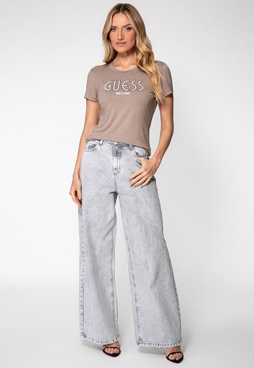 Camiseta Viscose Guess Hotfix Bege
