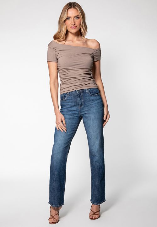 Blusa Viscose Ombro Único Bege