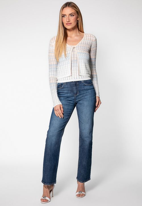Cardigan Tricot Ponto Trabalhado Eco Bege