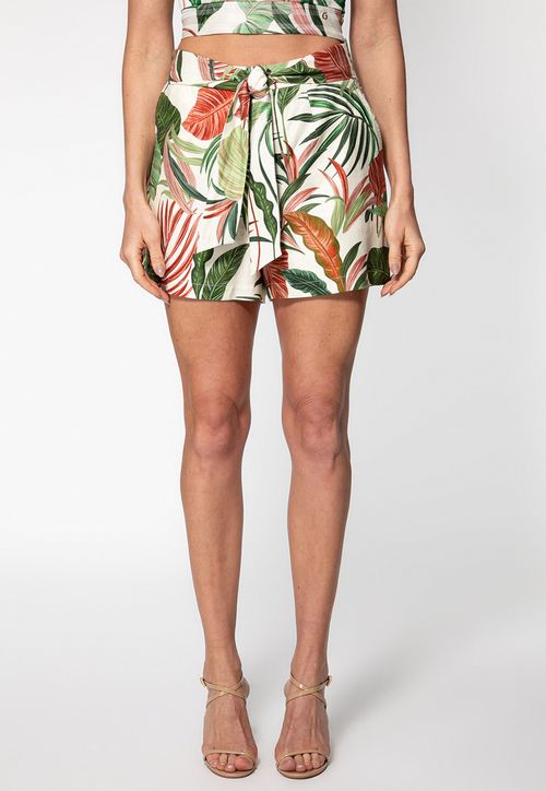Short Viscolinho Eco Estampa Choco Jungle Bege