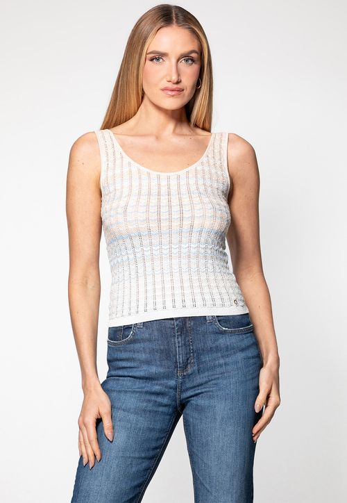 Regata Tricot Ponto Trabalhado Eco Bege