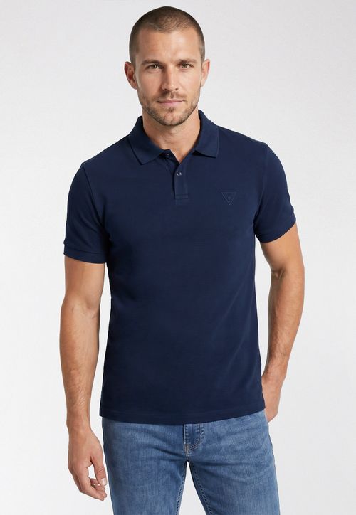 Camisa Polo Triângulo Bordado Azul Escuro