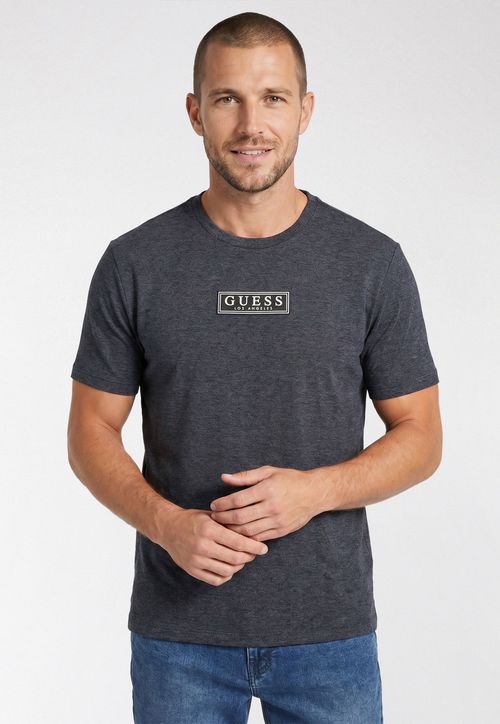 Camiseta Guess Patch Silicone Cinza Escuro