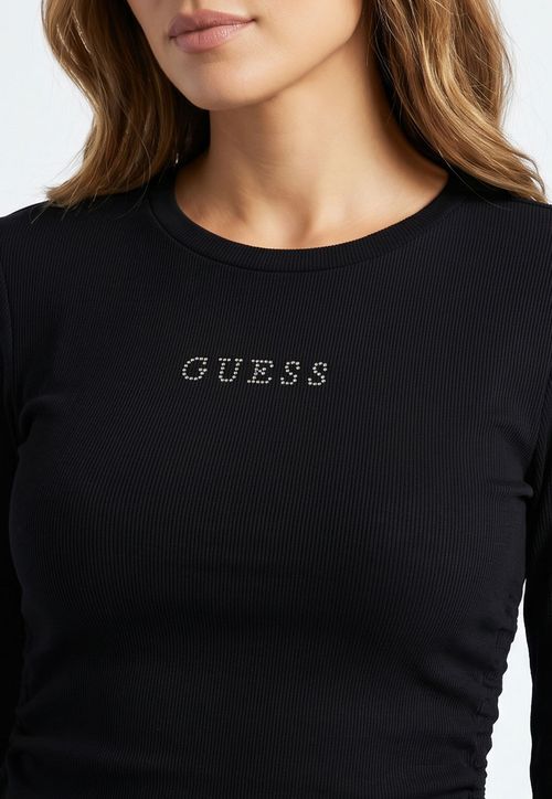 Blusa Manga Longa Rib Logo Hotfix Preto