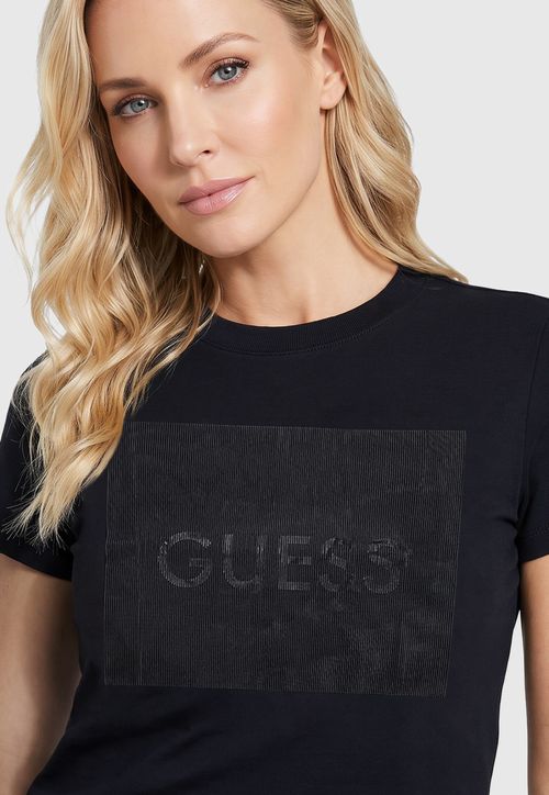 Camiseta GUESS Silk Holográfico Preto