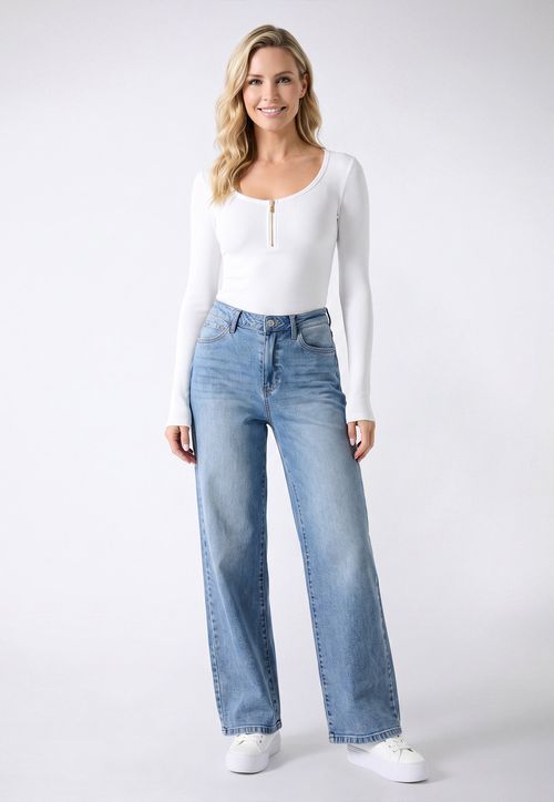 Blusa Ml Rib Ziper Decote Branco