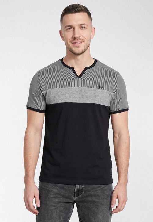T-shirt Tricolor Sem botão Preto