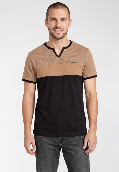T-shirt Tricolor Sem botão Marrom