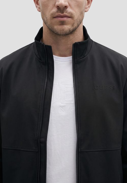 Blusa de Moletom Ziper Faixa Mangas Preto