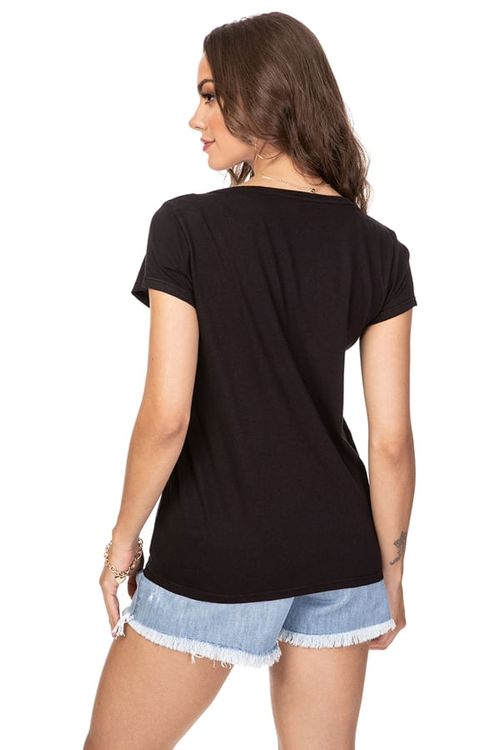 Camiseta Classica Guess Silk Logo Triangulo Preto